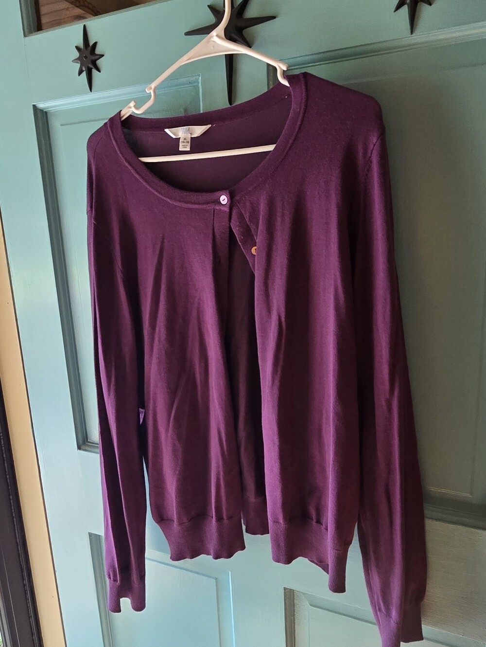 Time and Tru Plum Button-Front Cardigan